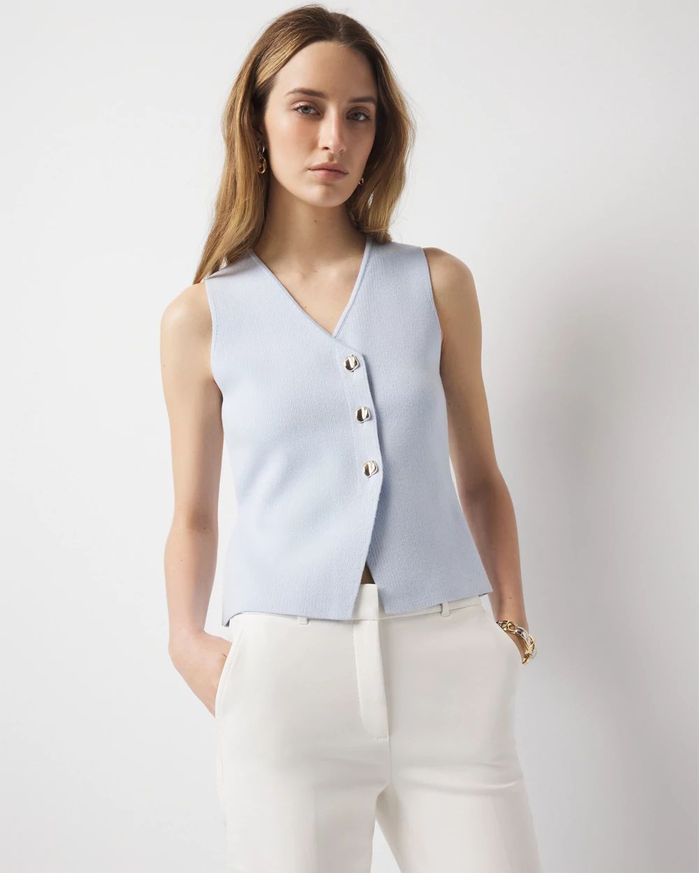 POL Button Down V-Neck Sweater Vest